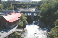 Stop at the Magog river falls and the power plant